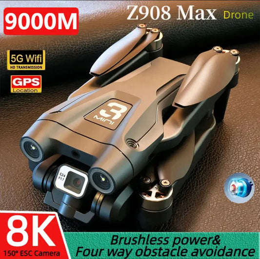Z908Pro MAX Drone Professional Brushless Motor 8K GPS Dual HD Aerial Photography FPV Obstacle Avoidance Folding Quadcopter 9000M